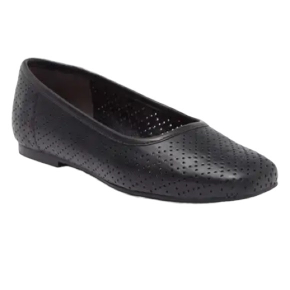 Nordstrom Rack Women’s Black Alba Flats Square Toed Shoes Perforated Design - Picture 1 of 12